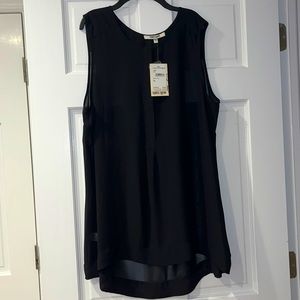 Black button up sleeveless tunic size XL - new with tags